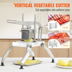 Manuaalinen vihannesleikkuri alumiiniseosrunko 420J1-ruostumattomat 1/4- ja 1/2-tuuman terät tomaateille sipuleille perunoille