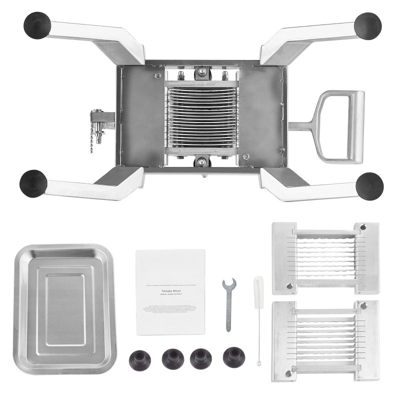 Manuaalinen vihannesleikkuri alumiiniseosrunko 420J1-ruostumattomat 1/4- ja 1/2-tuuman terät tomaateille sipuleille perunoille