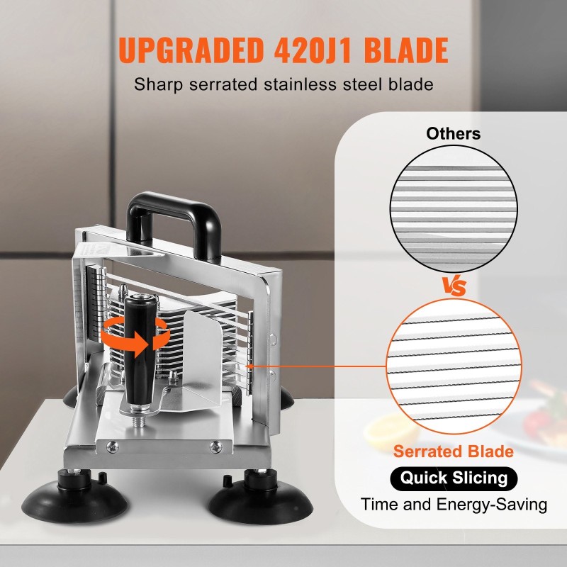 Manuaalinen tomaattileikkuri 420J1 ruostumaton teräs 3/8 tuuman sahalaitaiset terät
