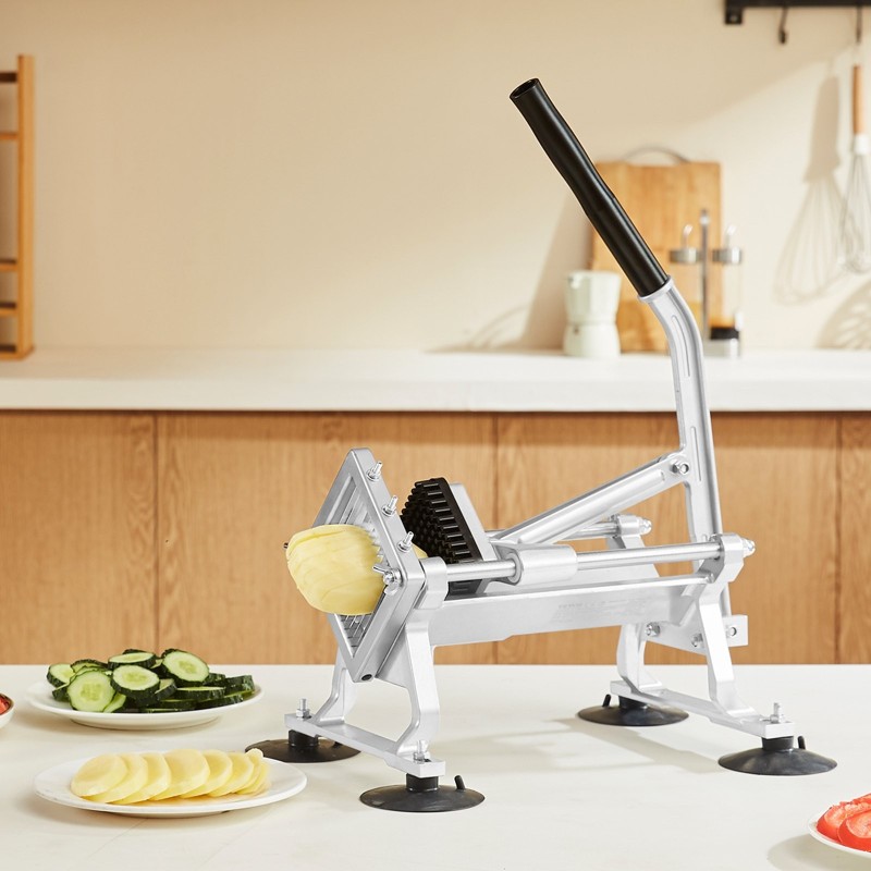 Vaakasuora vihannes- ja hedelmäleikkuri alumiiniseosrunko 420J1-ruostumattomat terät 1/4-tuumaiset viipaleet liukumattomat jalat