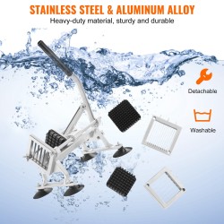 Manuaalinen vihannesleikkuri alumiiniseosrunko ruostumattomat 420J1 terät viipalepaksuudet 1/4 3/8 1/2 tuumaa