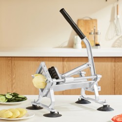 Manuaalinen vaakaleikkuri puolituumaisella ruostumattomalla terällä alumiiniseosrunko imukuppijaloilla vihanneksille ja