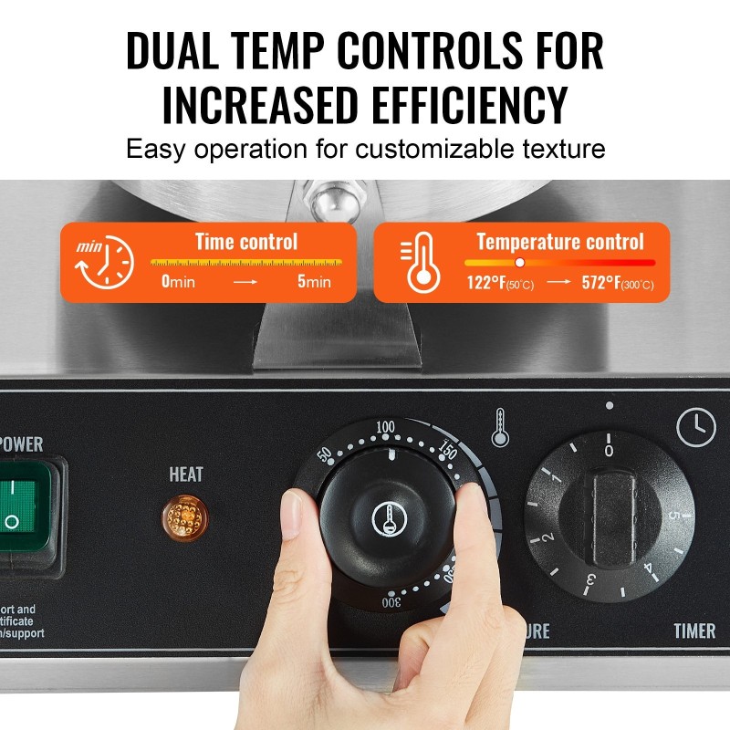 Vohvelirauta ruostumattomasta teräksestä kaksipäinen 2460W tarttumaton paistopinta lämpö ja ajastinsäädöllä