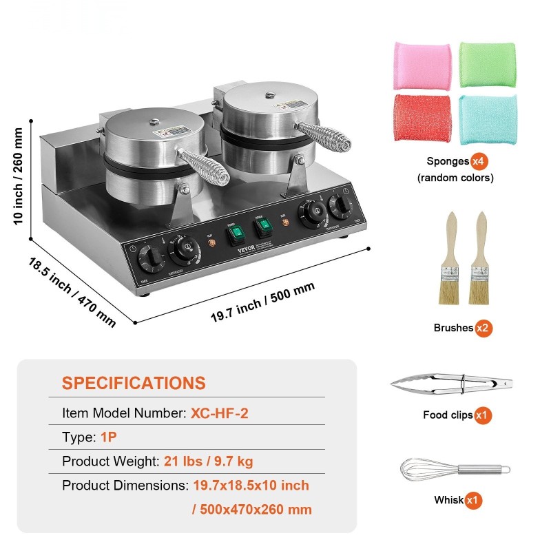Vohvelirauta ruostumattomasta teräksestä kaksipäinen 2460W tarttumaton paistopinta lämpö ja ajastinsäädöllä