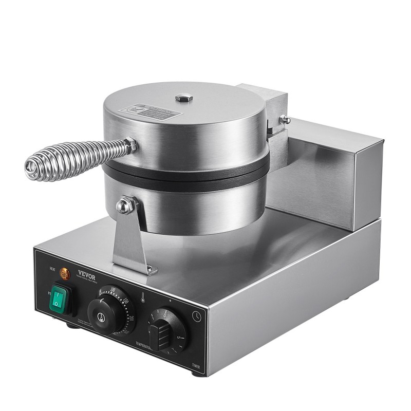 Vohvelirauta 1230W ruostumatonta terästä pyöreä belgialainen tarttumaton pinnoite ajastin lämpötilansäätö