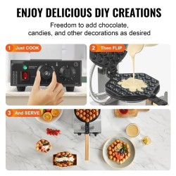 Kuplavohvelirauta ruostumattomasta teräksestä 1400 wattia tarttumaton paistopinta 180 astetta kääntyvä ammattikäyttöön