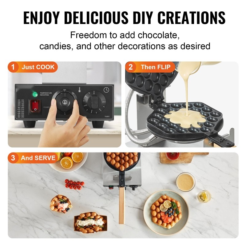 Kuplavohvelirauta ruostumattomasta teräksestä 1400 wattia tarttumaton paistopinta 180 astetta kääntyvä ammattikäyttöön