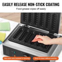 Vohvelitikkukone 6-paikkainen 1500W ruostumaton teräs tarttumaton paistopinta kahviloihin ja kotiin