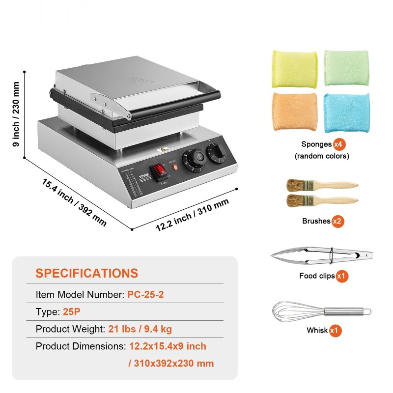 Minipannukakkukone 25 kappaletta 43 mm tarttumaton paistopinta ruostumaton teräs 1700W