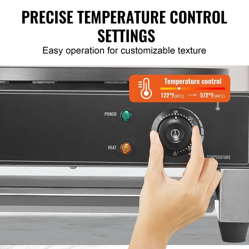 Sähköinen lettukone 16 tuuman tarttumaton paistopinta 3000 W ruostumaton teräs pöytämalli