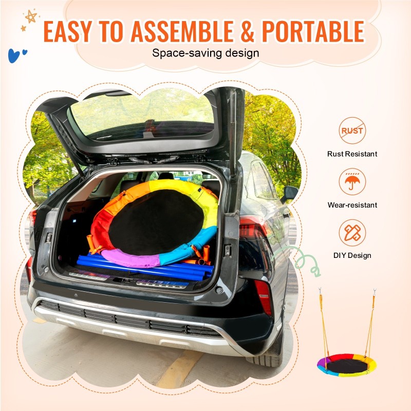 Keinusarja teräsrunko A-muotoinen kantavuus 199,6 kg 101,6 cm lautaskeinu säädettävä köysi