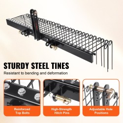 Vedettävä piikkiäes Q235-teräksestä 183 cm työleveys 32 jousipiikkiä luokka 1 kolmipistekiinnitys