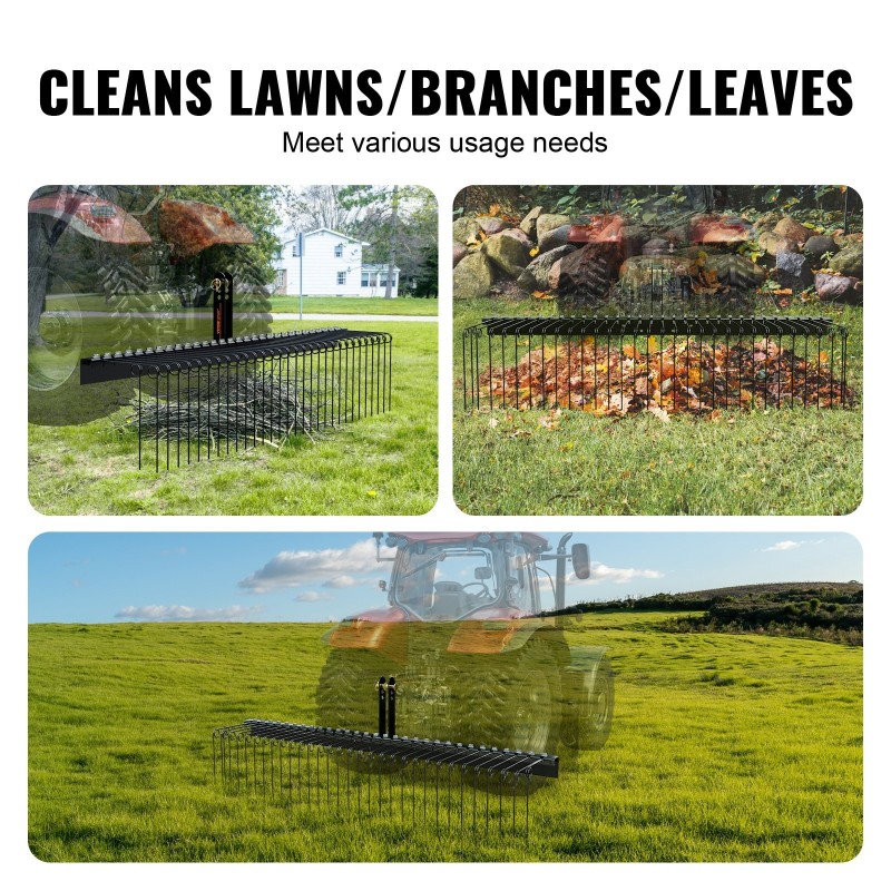 Vedettävä piikkiäes Q235-teräksestä 183 cm työleveys 32 jousipiikkiä luokka 1 kolmipistekiinnitys