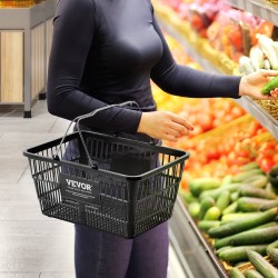 Ostoskorisetti 12 kappaletta 21 litraa polyeteenikoreja metallikahvoilla telineellä musta