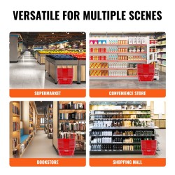 Muoviset ostoskorit 12 kpl 21 litraa metallikahvalla ja telineellä myymäläkäyttöön