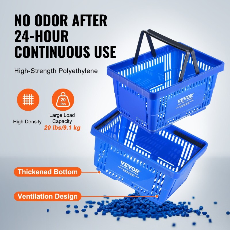 Ostoskorisetti 12 koria 24 l PE-muovi sininen pinottava teline myymäläkäyttöön