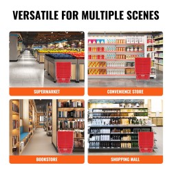 Ostoskorit 12 kappaletta 24 l polyeteenimuovi ergonominen kahva metallinen teline punainen