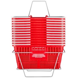 Muovinen ostoskori 21 l 12 kpl metallinen teline punainen kauppakäyttöön
