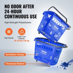 PE-muovinen pinottava ostoskori pyörillä 39L 6 korin setti myymäläkäyttöön