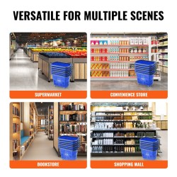 PE-muovinen pinottava ostoskori pyörillä 39L 6 korin setti myymäläkäyttöön