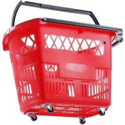 Ostoskorisetti 6 kpl PE muovisia 39 l rullattavia pyörällisiä myymäläkoreja