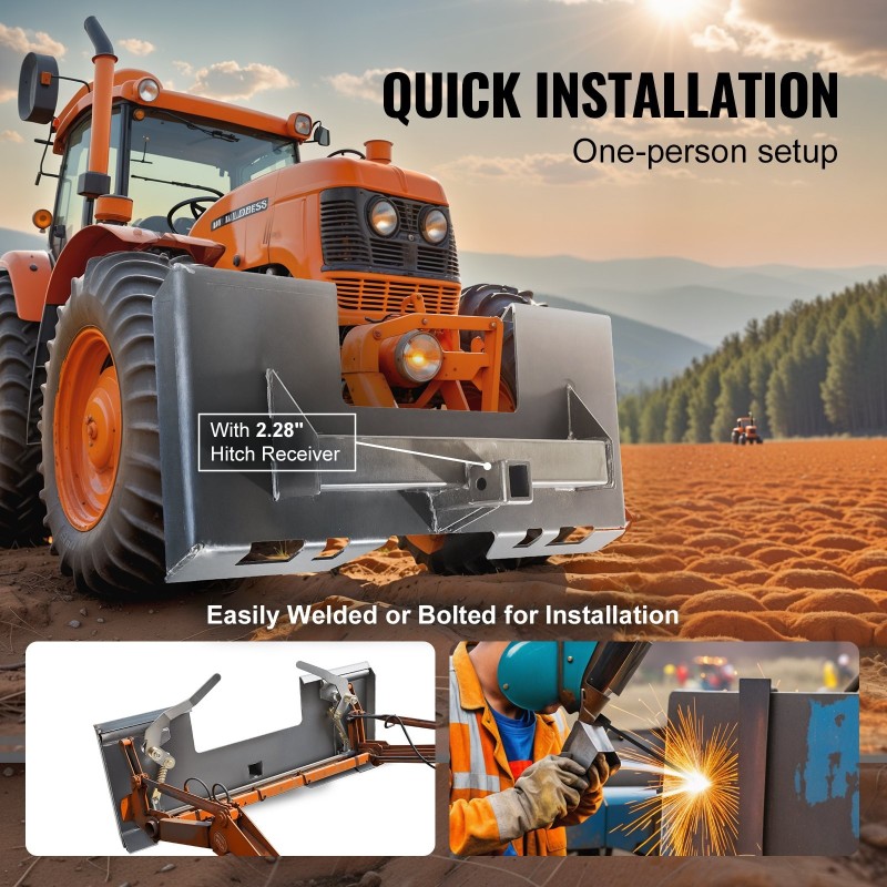 Pikakiinnityslevy liukuohjatuille kuormaajille 1/4 tuuman 50-luokan teräs 2,28 tuuman vastaanottimella