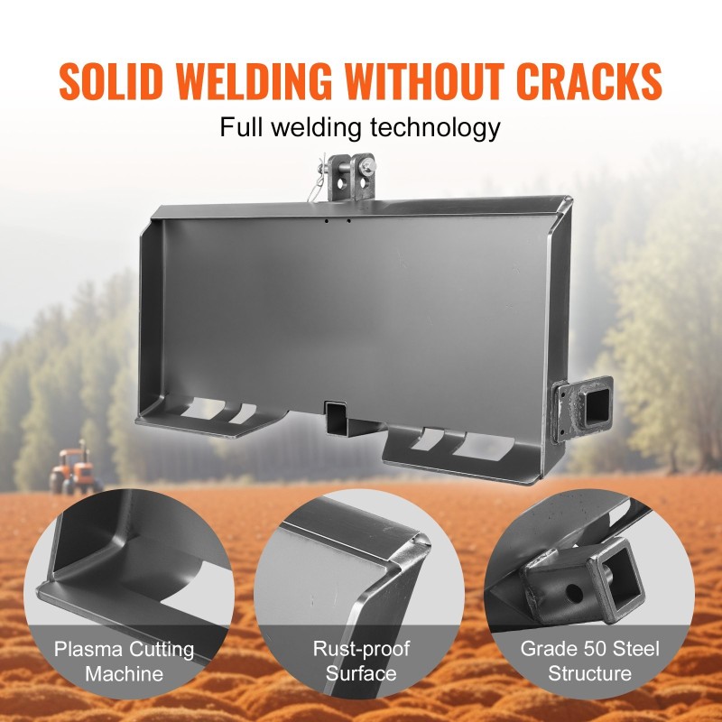 3-pisteen sovitelevy 50-luokan teräs 3/8-tuumainen liukuohjatuille kuormaajille 45 tuuman sisäleveydelle