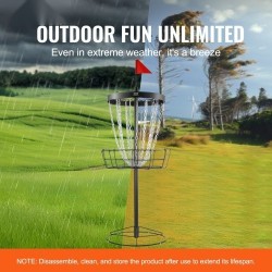 Frisbeegolf-kori teräsrunko 24 ketjua kantettava musta sisä ja ulkokäyttö mukana 6 kiekkoa