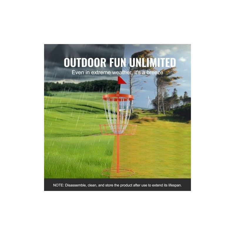 Frisbeegolfkori teräsrunko oranssi 24 sinkittyä ketjua 6 kiekkoa ulko ja sisäkäyttöön
