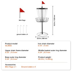 Frisbeegolfkori pinnoitettua terästä 24 galvanoitua ketjua sisä ja ulkokäyttöön