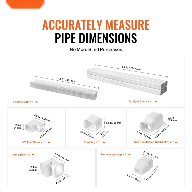 Putkisuojasarja PVC ja PE ilmalämpöpumpulle 4830 mm 75x60 mm neljä suoraputkea maalattavissa