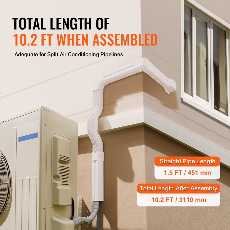 Putkikanaalisarja PVC- ja PE-muovista 76 millimetriä leveä 3110 millimetriä pitkä valkoinen ilmastointilaitteille