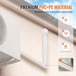 Putkikanaalisarja PVC- ja PE-muovista 76 millimetriä leveä 3110 millimetriä pitkä valkoinen ilmastointilaitteille