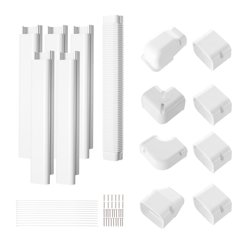 Putkikanaalisarja PVC- ja PE-muovista 76 millimetriä leveä 3110 millimetriä pitkä valkoinen ilmastointilaitteille