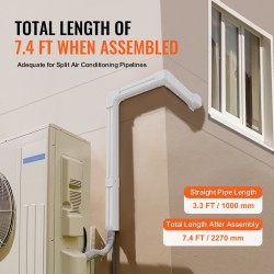 Putkisuoja PVC-PE-muovia 2270 mm 75x60 mm ilmastoinnille ja lämpöpumpuille valkoinen