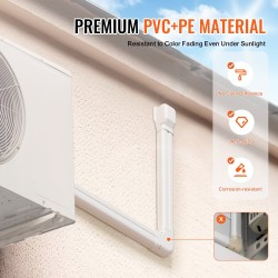 Putkisuoja PVC-PE-muovia 2270 mm 75x60 mm ilmastoinnille ja lämpöpumpuille valkoinen