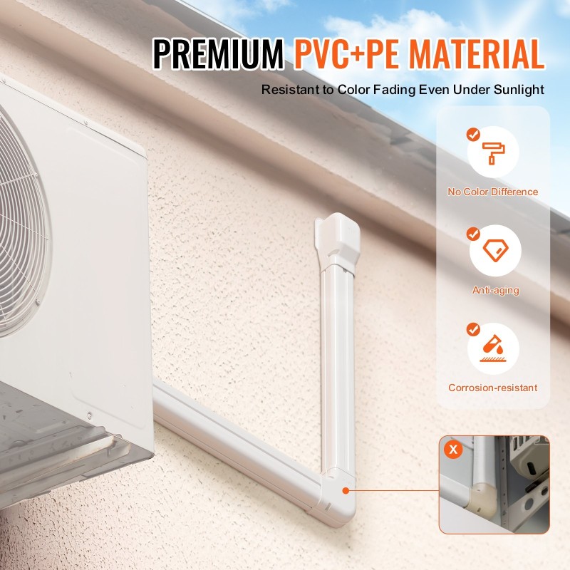 Putkisuoja PVC-PE-muovia 2270 mm 75x60 mm ilmastoinnille ja lämpöpumpuille valkoinen