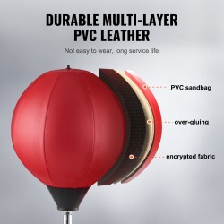 Vapaasti seisova muovinahkainen refleksinyrkkeilypussi säädettävä korkeus 146 cm jalusta kotitreeniin