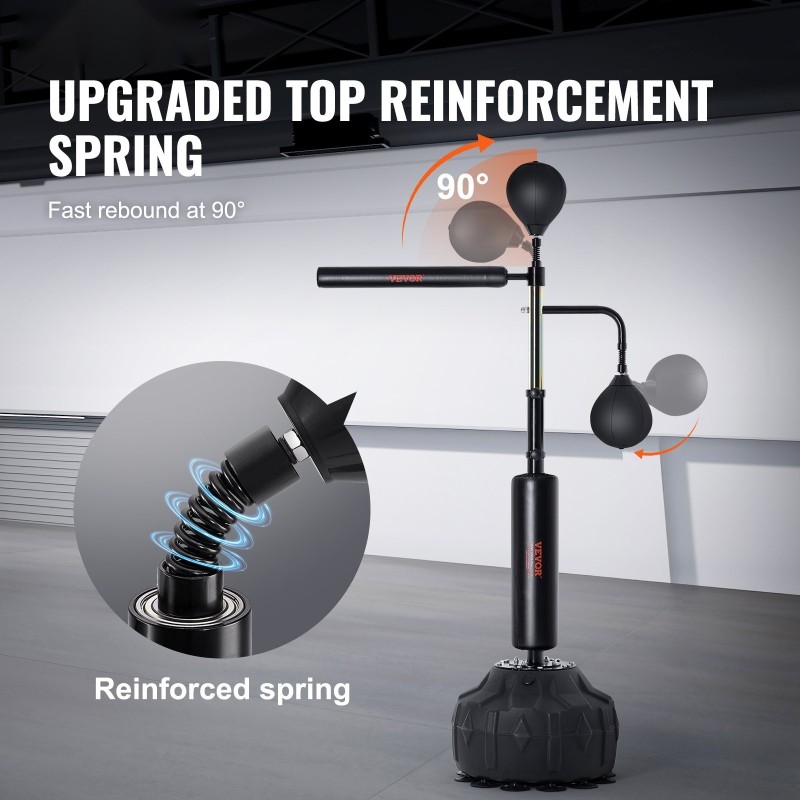 Refleksinyrkkeilysäkki vapaasti seisova korkeussäädettävällä telineellä PVC musta kotitreeniin