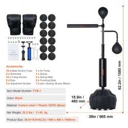 Refleksinyrkkeilysäkki vapaasti seisova korkeussäädettävällä telineellä PVC musta kotitreeniin