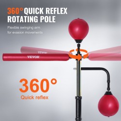 Vapaasti seisova PVC-tekonahkainen nyrkkeilysäkki säädettävä korkeus sisältää hanskat musta ja punainen