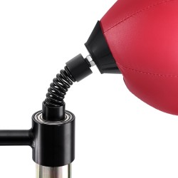 Vapaasti seisova PVC-tekonahkainen nyrkkeilysäkki säädettävä korkeus sisältää hanskat musta ja punainen