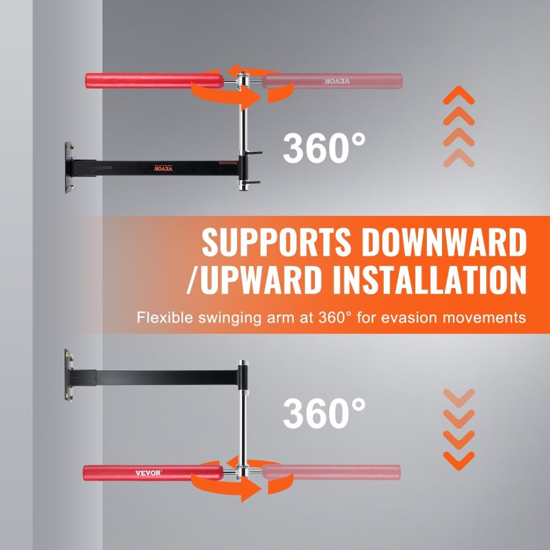 Seinään kiinnitettävä nyrkkeilytanko hiiliteräsrunko PVC-nahkainen säkki 360-asteinen korkeussäädettävä