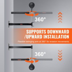 Seinään asennettava hiiliteräs nyrkkeilytanko nyrkkeilypallolla korkeussäädettävä kolmesataakuusikymmentä astetta pyörivä