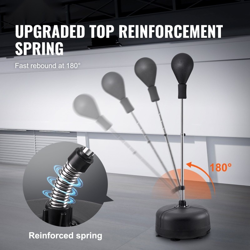 Vapaasti seisova korkeussäädettävä refleksinyrkkeilypussi hiiliteräsrunko sisältää nyrkkeilyhanskat musta