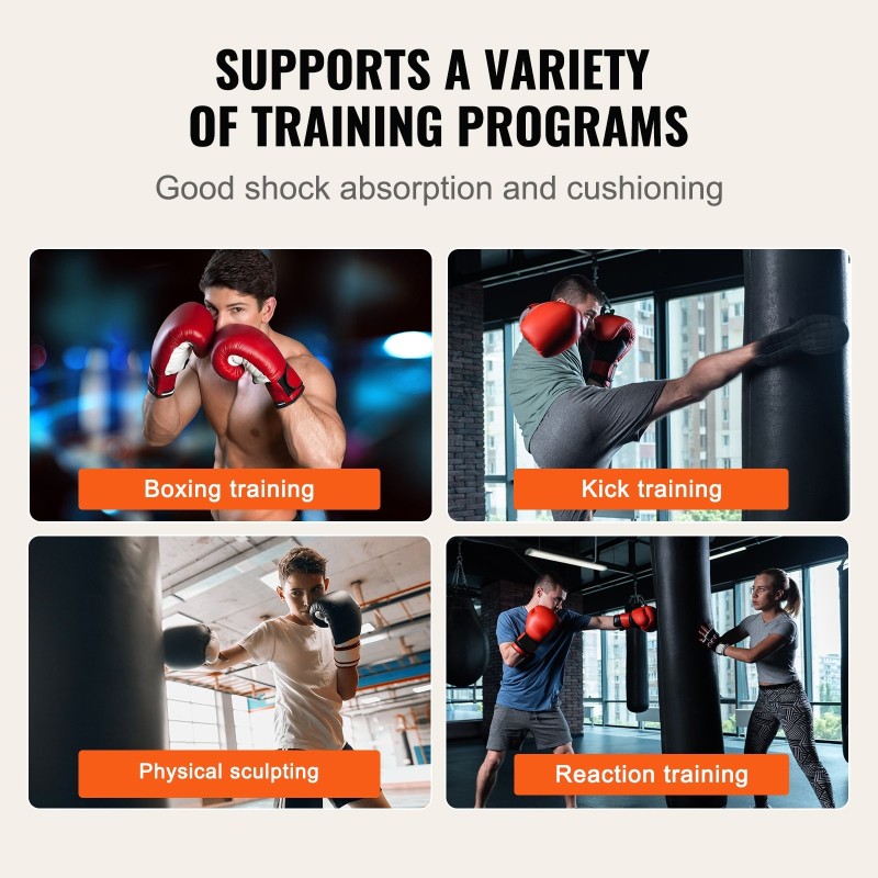 Ripustettava PVC-nahkainen nyrkkeilysäkki 121,9 cm täyttämätön setti hanskat aikuisille 360° kääntyvä ripustus