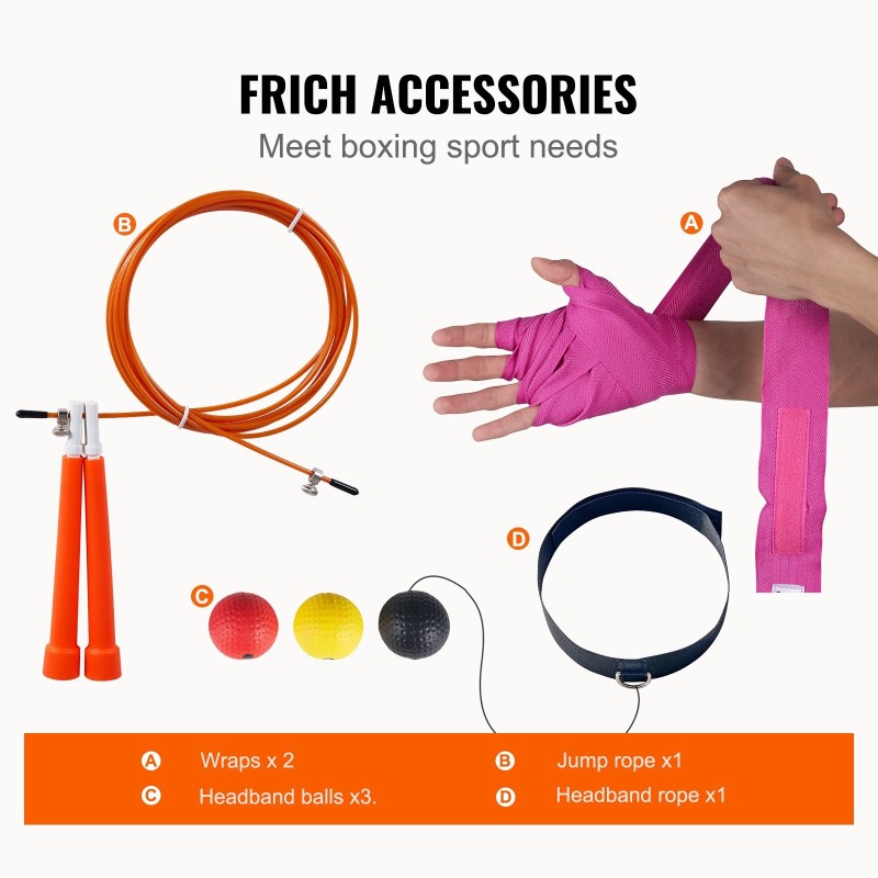 Ripustettava PVC-nahkainen nyrkkeilysäkki 121,9 cm täyttämätön setti hanskat aikuisille 360° kääntyvä ripustus