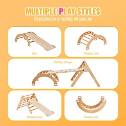 Puinen 5-osainen sisäkiipeilysetti kolmio ramppi kaari Montessori 1–3-vuotiaille