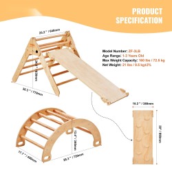 Puinen 5-osainen sisäkiipeilysetti kolmio ramppi kaari Montessori 1–3-vuotiaille