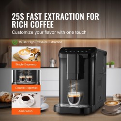 Täysautomaattinen espressokone sisäänrakennetulla myllyllä 15-tasoinen jauhatus 15 barin paine 1,5 l vesisäiliö